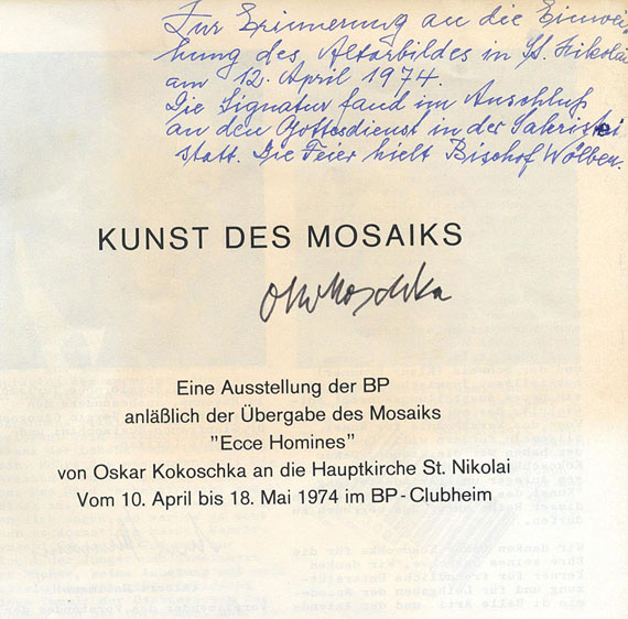 Oskar Kokoschka - 2 Signaturen. 1956 u. 1974.