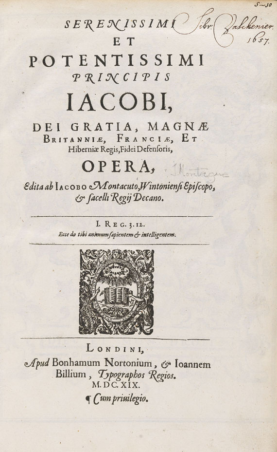  Jakob I. - Opera regia. 1619 - 