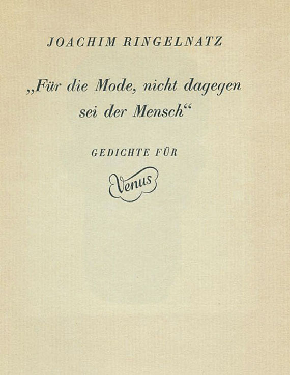 Joachim Ringelnatz - Für die Mode. 1936