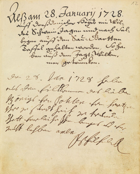  August II. v. Polen (d. Starke - Gästebuch des Weinguts Hoflößnitz/Einschreibebuch Jagt-Willkommen. 2 Bde. 1694-1728. - 