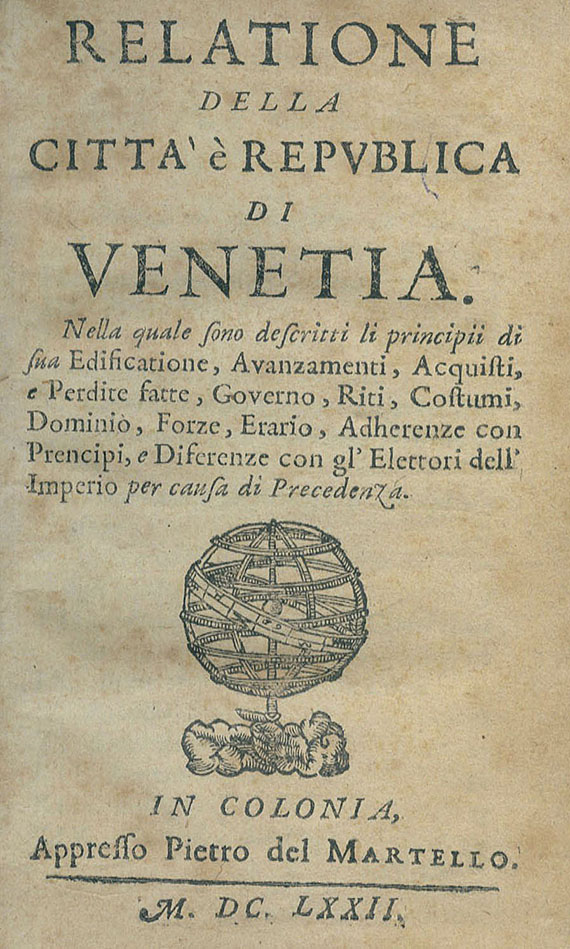   - Relatione della Citta di Venetia. 1677.