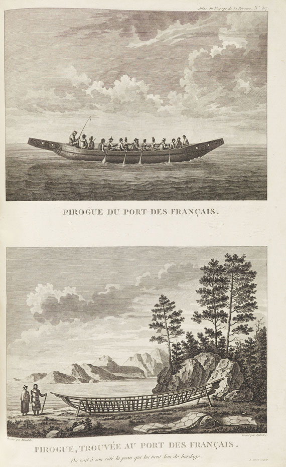 Jean Francois La Pérouse - Voyage de la Pérouse Autour du Monde. Text u. Atlas, zus. 5 Bde. 1797-98. - 