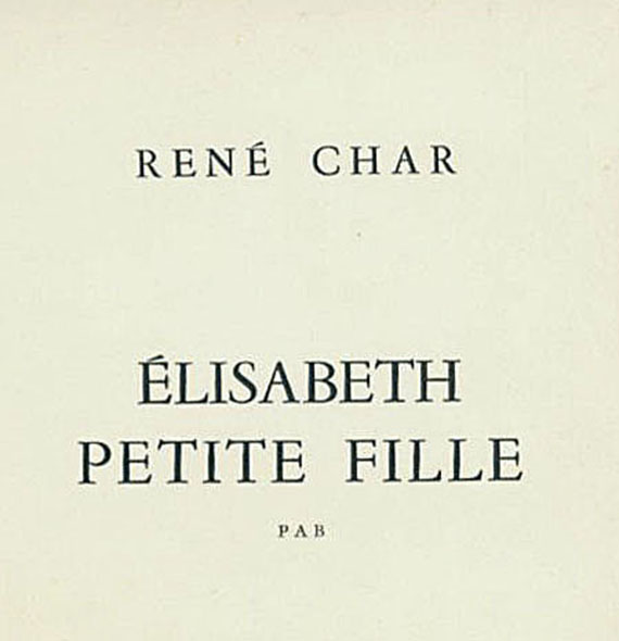 René Char - Élisabeth petite fille. 1958.