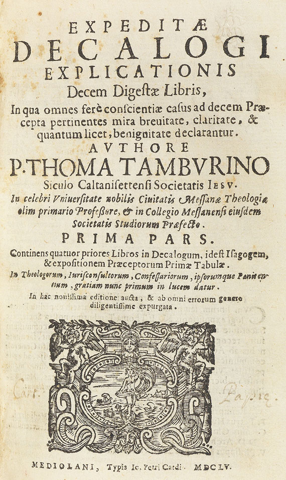 Tommaso Tamburino - Expeditae decalogi explicationis decem digestae libris. 1655