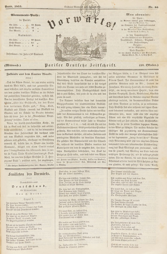 Heinrich Heine - Deutschland, ein Wintermärchen, in: Vorwärts! 1844