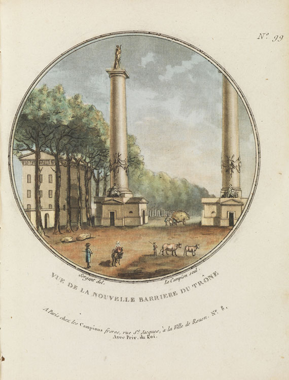 Janinet, J.-F. - Vues pittoresques ... de Paris. Kupfer aus 2 Folgen in 1 Bd. Um 1790.