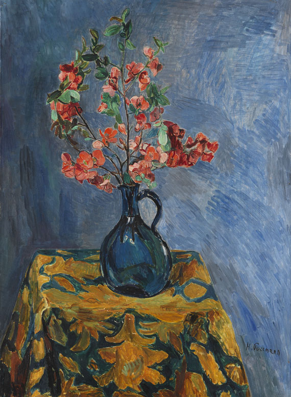 Hans Purrmann - Blütenstrauß in blauer Vase
