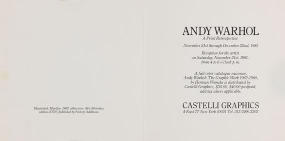 Andy Warhol - Marilyn Invitation Card - 