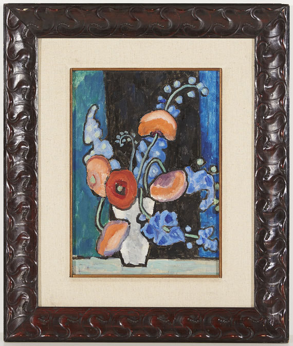 Gabriele Münter - Blumenbild vor blauschwarzem Grund - 