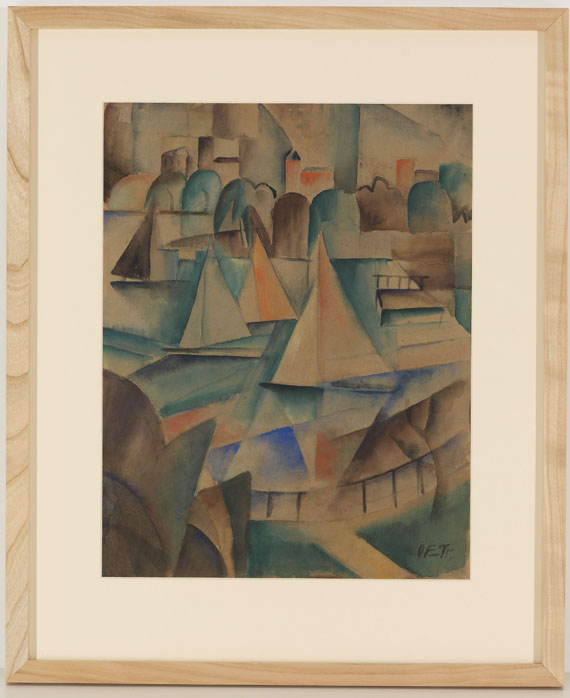 Otto Fischer-Trachau - Blick auf die Alster mit Segelbooten - 