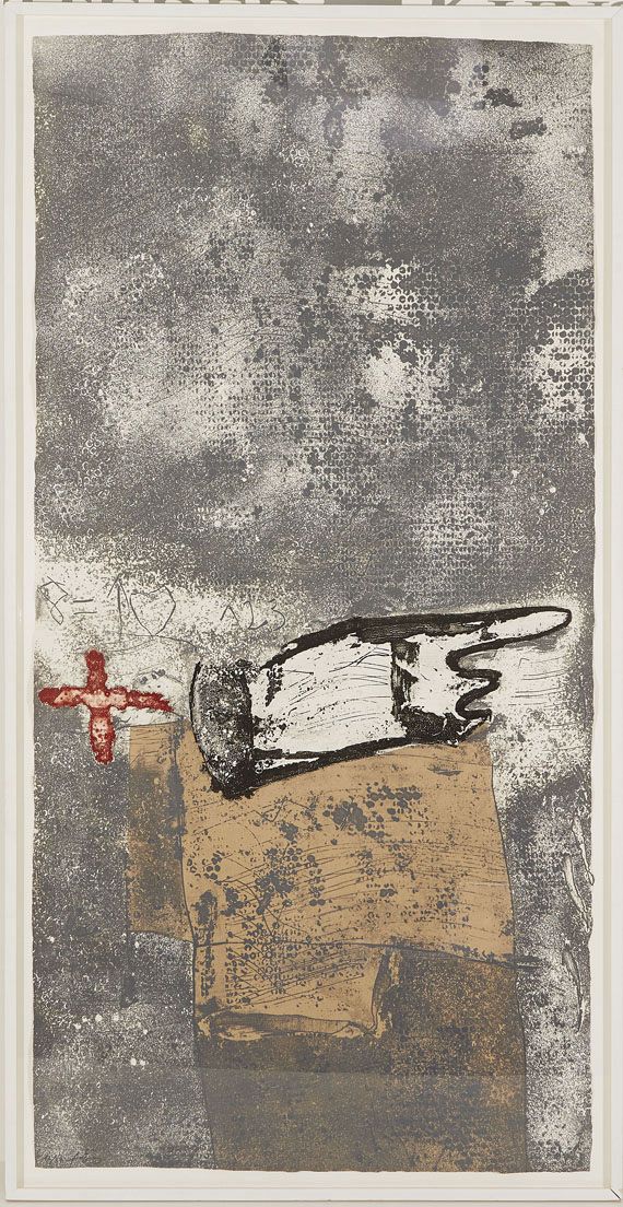 Antoni Tàpies - Ma i creu sobre gris