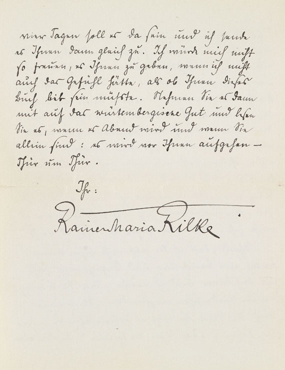Rainer Maria Rilke - Autograph, Haseldorf 1902.