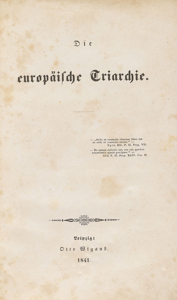 Moses Hess - Die europäische Triarchie. 1841. - 
