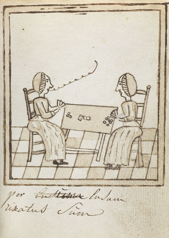   - Taubstummen-Manuskript. Papierhandschrift mit Illustrationen. - 