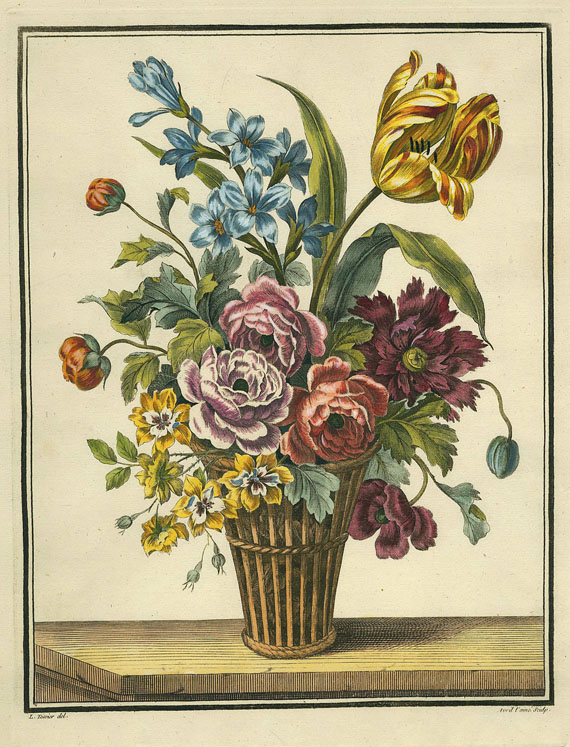 Blumen und Pflanzen - 2 Bll. Blumenbouquets. Ca. 1770