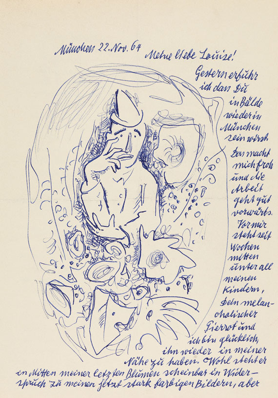 Willi Geiger - Sammlung von Briefen und Orig.-Zeichnungen. 2 Mappen - 