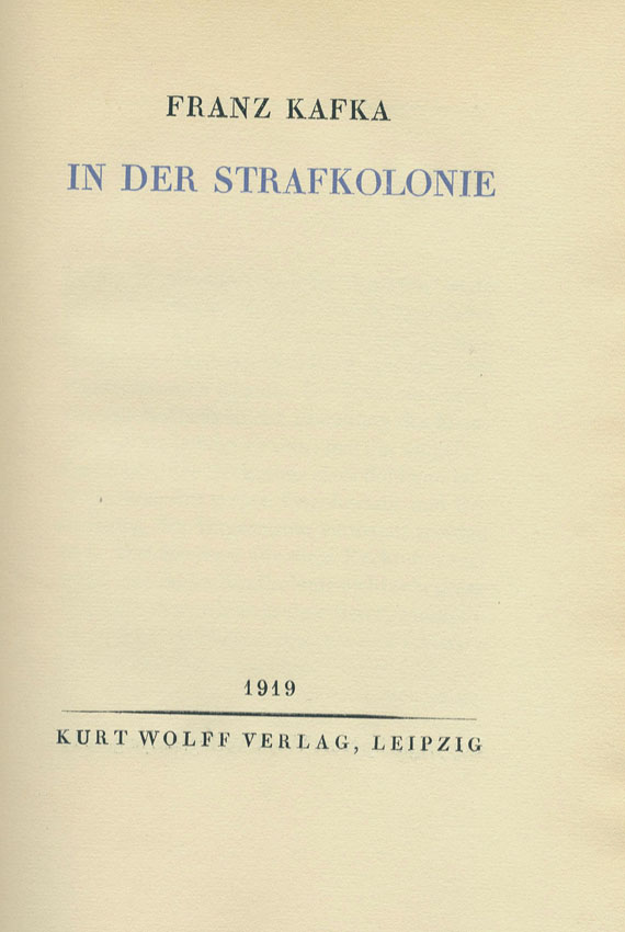 Franz Kafka - In der Strafkolonie. 1919.
