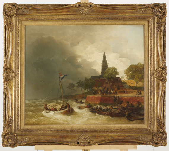 Andreas Achenbach - Holländischer Hafen bei Sturm - 