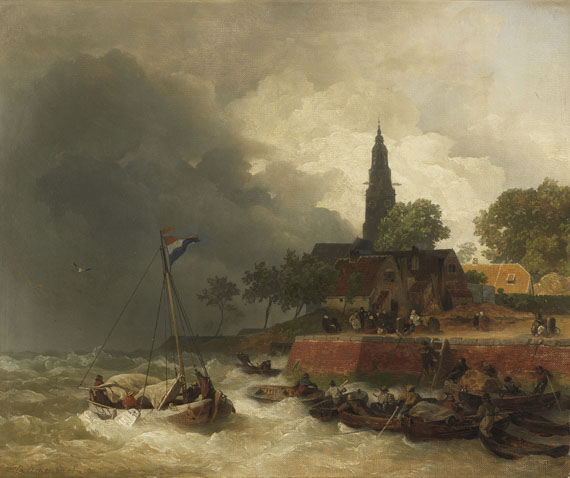 Andreas Achenbach - Holländischer Hafen bei Sturm