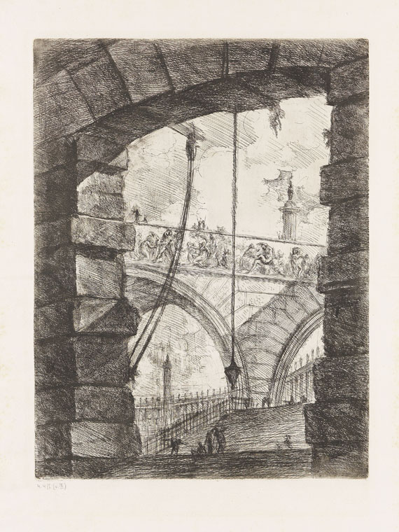 Giovanni Battista Piranesi - Blatt IV der vierzehnteiligen Folge der "Invenzioni Capric di Carceri" (The Grand Piazza)