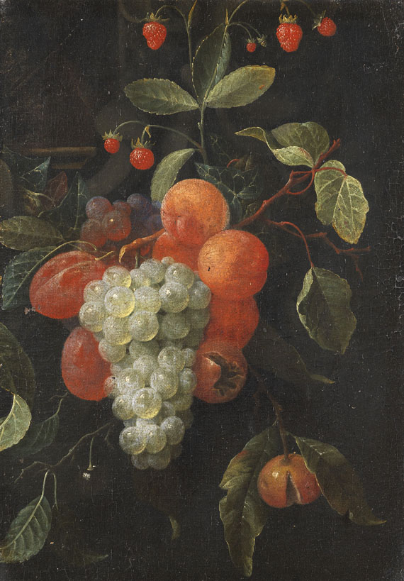Joris van Son - 2 Pendants: Weintrauben mit Pfirsichen, Pflaumen und Brombeeren - 