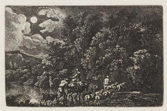 Ferdinand Kobell - 14 Bll.: Landschaften und Raufende Kartenspieler - 