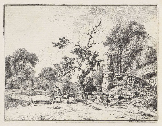 Ferdinand Kobell - 14 Bll.: Landschaften und Raufende Kartenspieler - 
