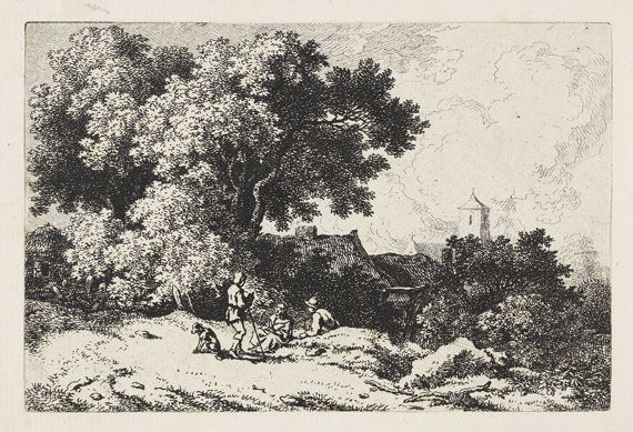 Ferdinand Kobell - 14 Bll.: Landschaften und Raufende Kartenspieler - 