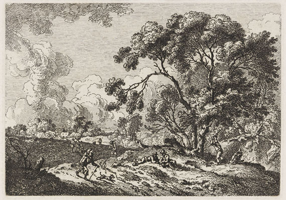 Ferdinand Kobell - 14 Bll.: Landschaften und Raufende Kartenspieler - 