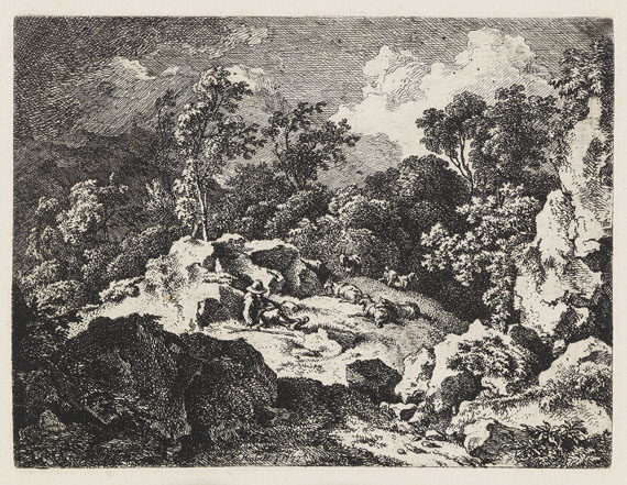 Ferdinand Kobell - 14 Bll.: Landschaften und Raufende Kartenspieler - 