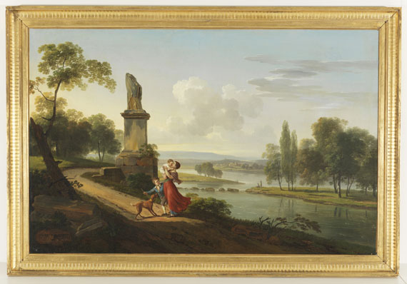 Pierre-Antoine Marchais - Klassizistische Flusslandschaft mit junger Mutter - 