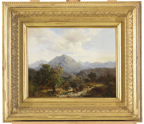 Bernhard Mühlig - Berglandschaft mit Burg und Personen - 
