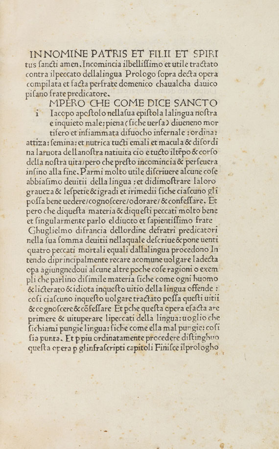 Domenico Cavalca - Pungi lingua. 1476/77.. - 