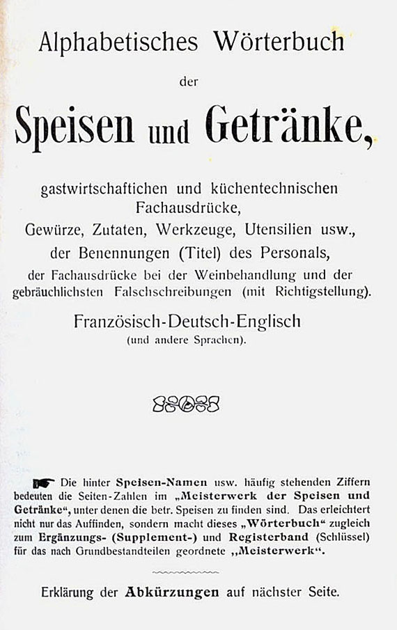 Kochbücher - Konvolut Handbücher. 7 Bde. 1895-1928