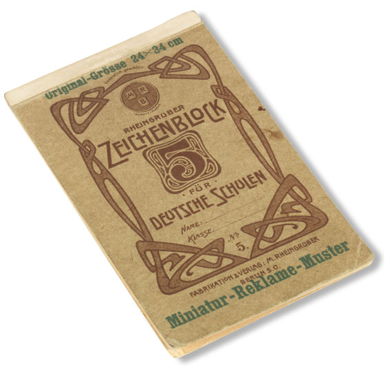 Heinrich Zille - Eigh. kolor. Federzeichnung mit eigh. Widmung. In kl. Zeichenblock. 1924.. - 
