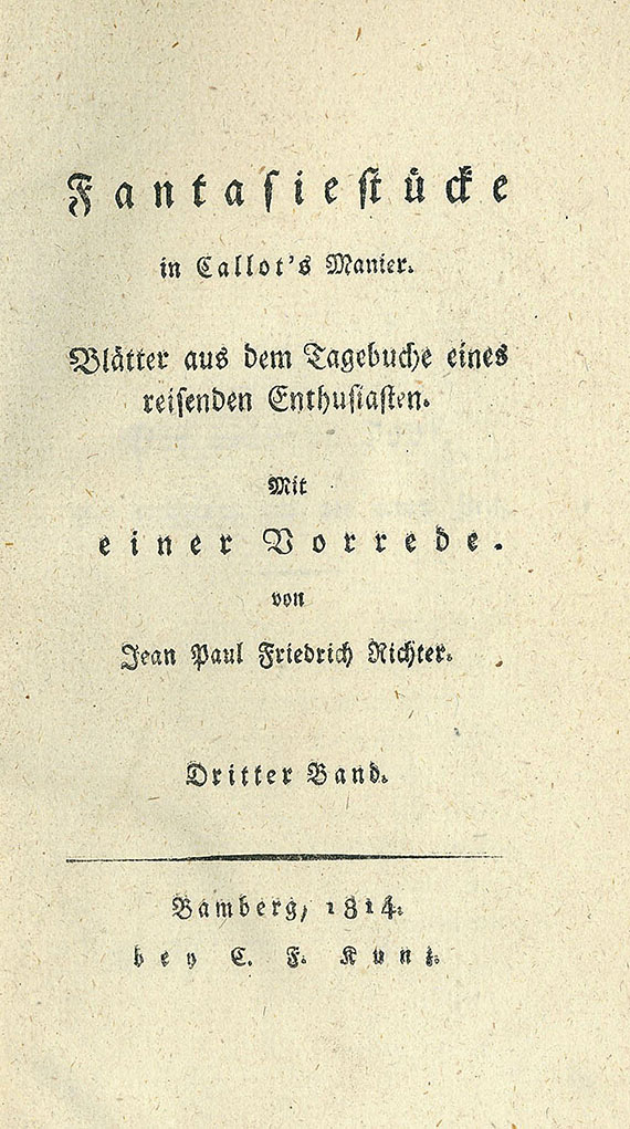 Ernst Theodor Amadeus Hoffmann - Fantasiestücke. 1814-15. 2 Bde.