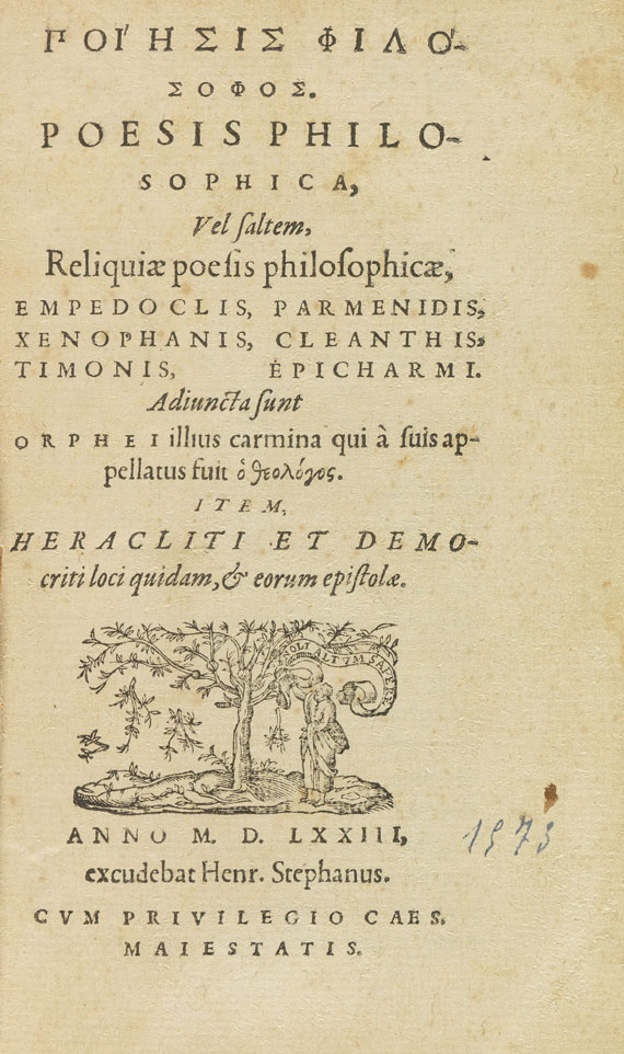 Henri Estienne - Poesis philosophica. 1573.