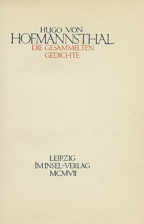 Hugo von Hofmannsthal - Die gesammelten Gedichte. 1907.