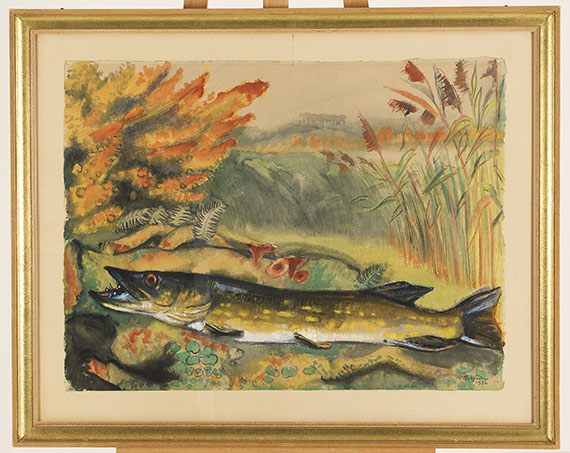 Hermann Max Pechstein - Hecht in Seeuferlandschaft - Frame image