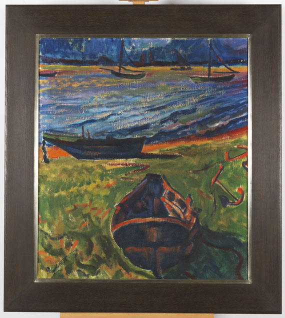 Hermann Max Pechstein - Boote am Dangaster Priel / Kühe - Frame image