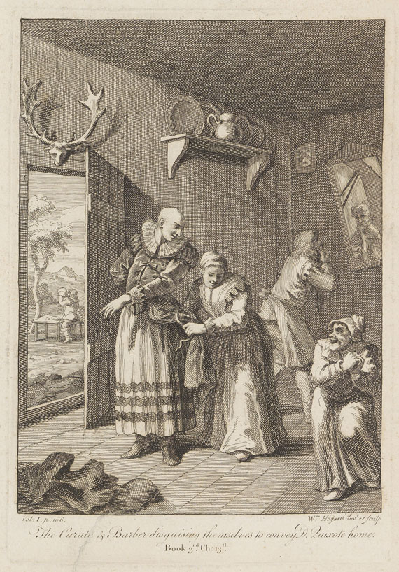 William Hogarth - 6 Bll.: Illustrationen zu Cervantes "Don Quijote" - 