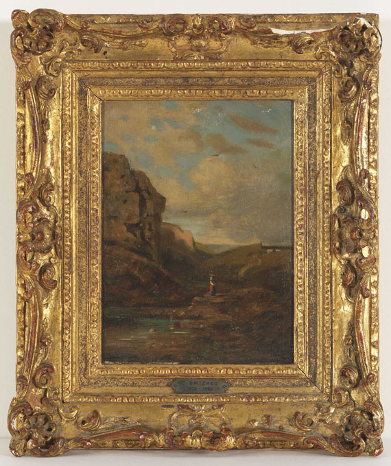 Carl Spitzweg - Zugeschrieben - Kleine Landschaft mit Sennerin - Frame image