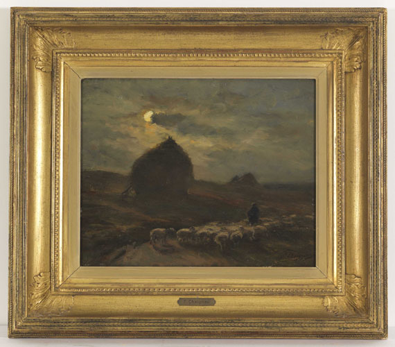 Jean Ferdinand Chaigneau - Schafherde und Hirte bei Mondschein - Frame image
