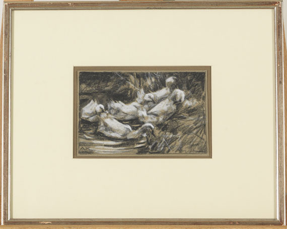 Alexander Koester - Sechs Enten am Schilfufer - Frame image