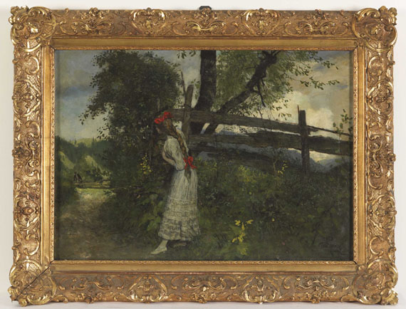 Ferdinand Leeke - Mädchen in Erwartung ihres Liebhabers - Frame image