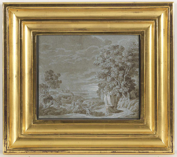 Franz Kobell - Ideallandschaft mit Gewitter und Putto - Frame image