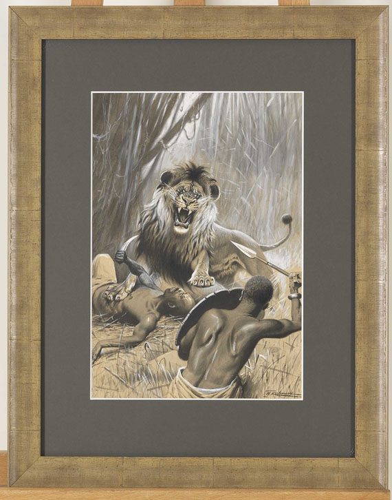 Wilhelm Kuhnert - Löwenjagd - Frame image