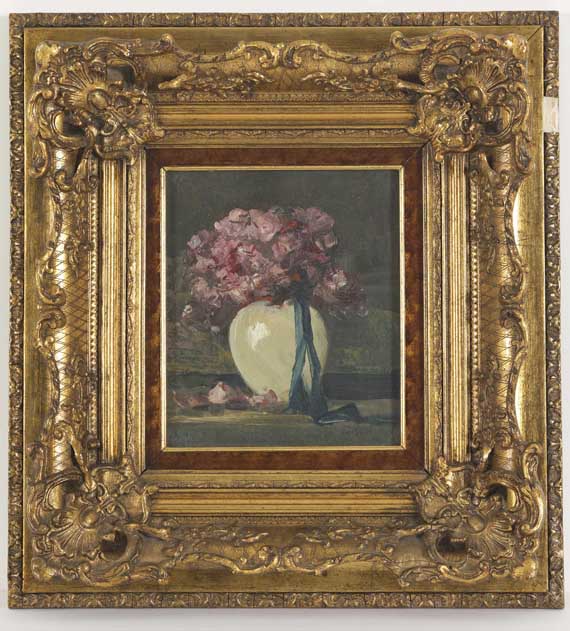 Anton Müller-Wischin - Rosa Blumen in weißer Vase - Frame image
