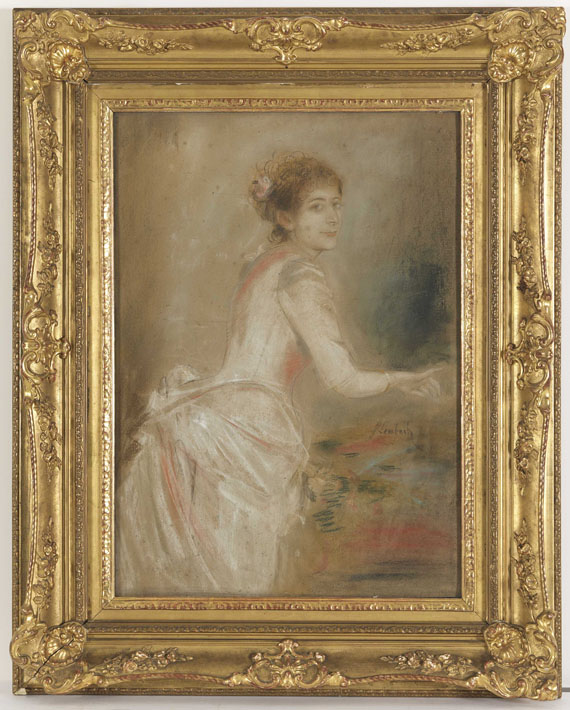 Franz von Lenbach - Porträt einer jungen Dame im weißen Kleid - Frame image