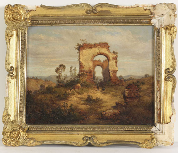 Albert Ludwig Trippel - Rastende Jäger vor Ruinen - Frame image